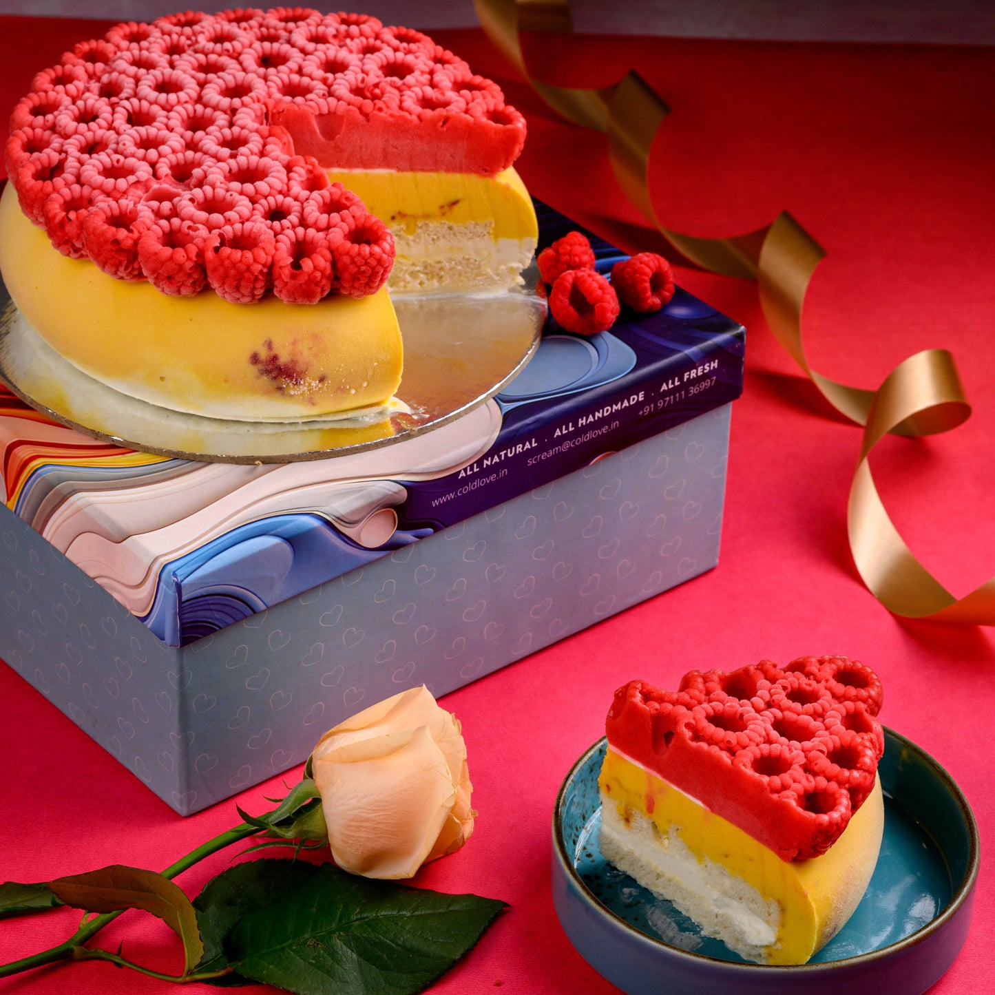 Mango Raspberry Vanilla Ice Cream Cake