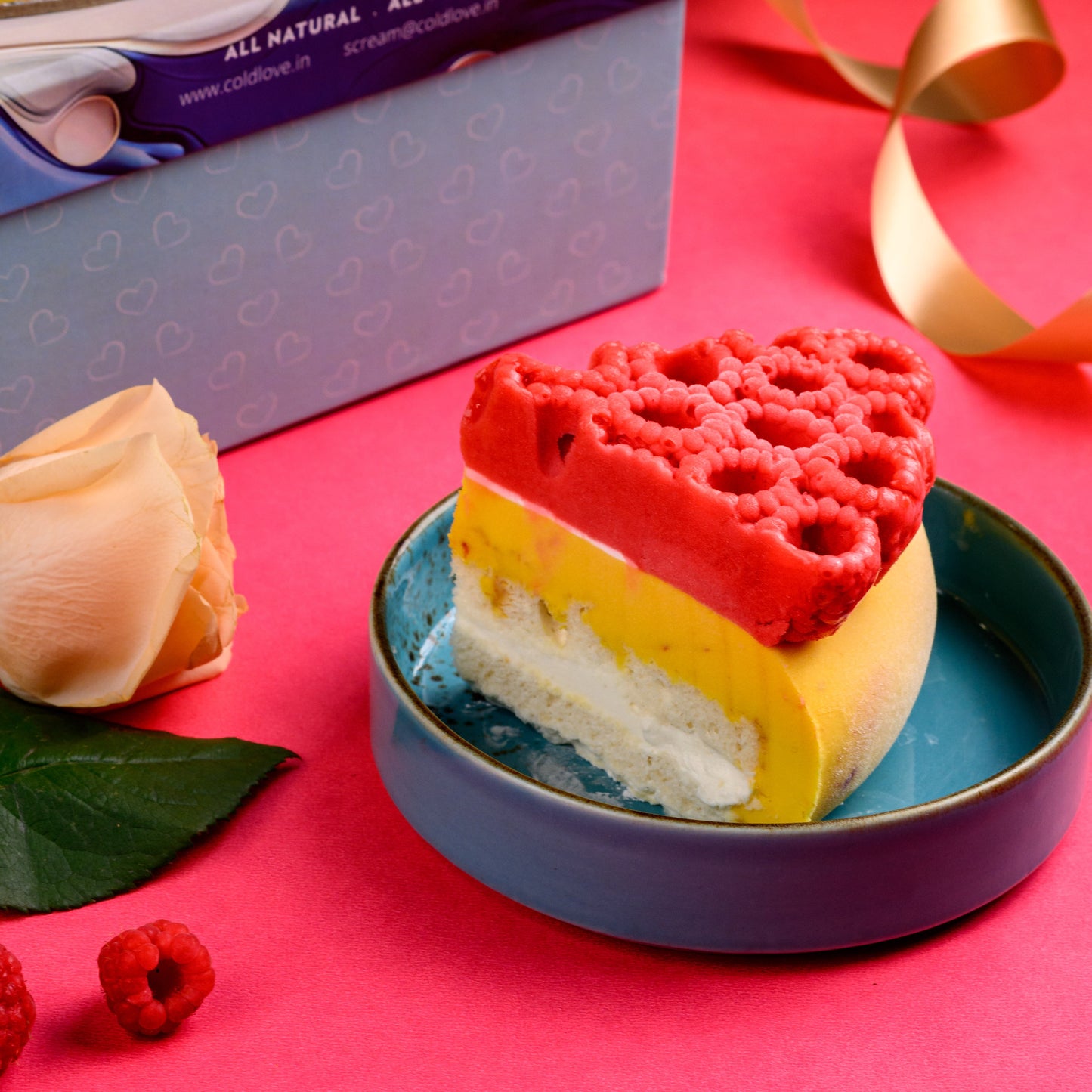 Mango Raspberry Vanilla Ice Cream Cake